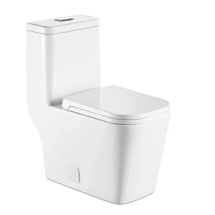 Fashion Toilet 1-Piece 1.28 GPF Double Flush Toilet White Square Toilet With Seat