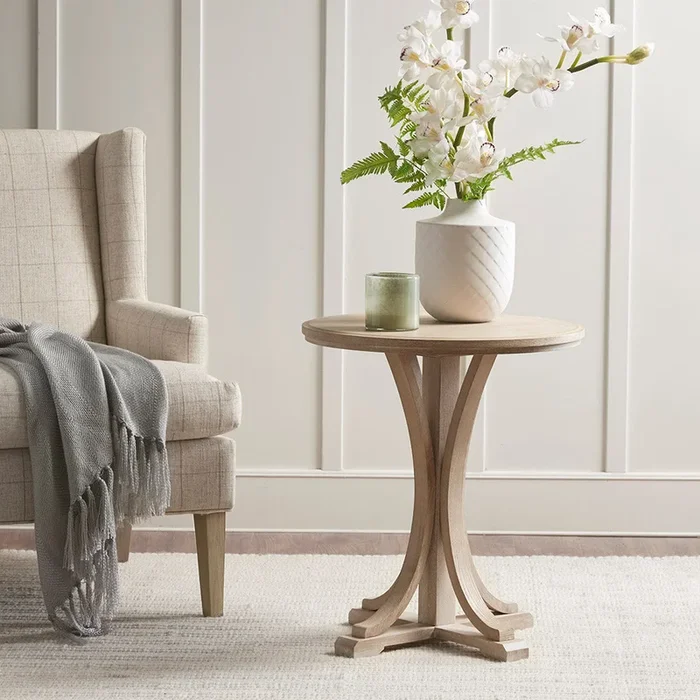 Fatima Accent Table Natural Solid Wood