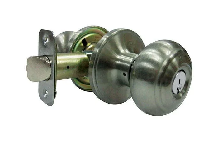 Faultless Fancy Mushroom Satin Nickel Entry Knobs Right Handed