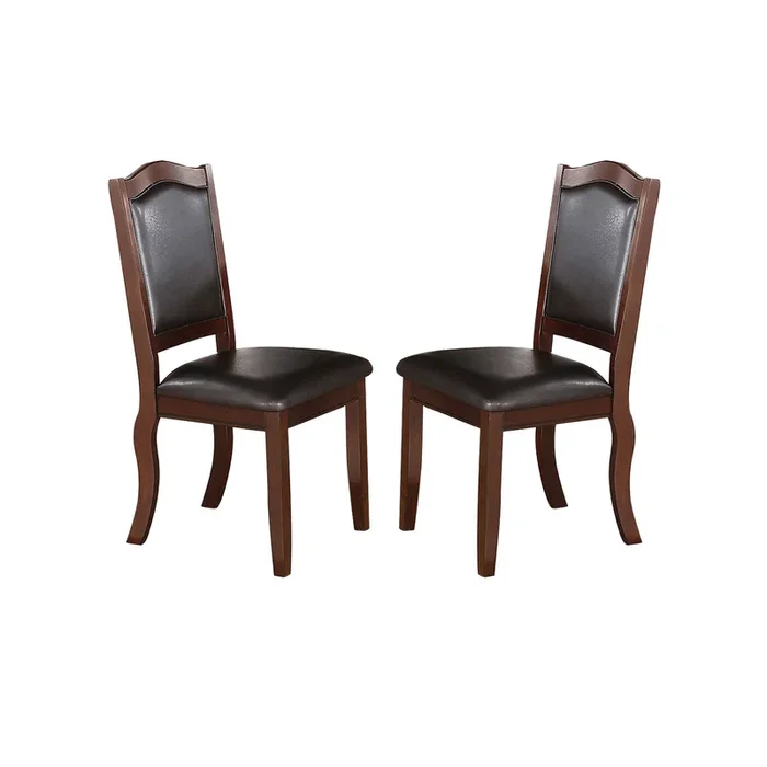 Faux Leather Upholstered Dining Chairs, Brown (Set of 2)