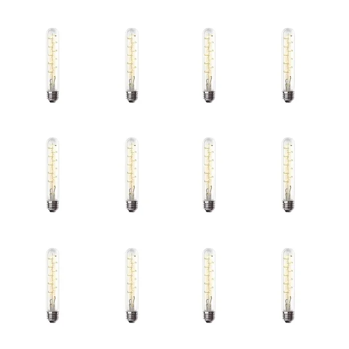 Feit Electric 25-Watt Equivalent T10 Dimmable LED Clear Glass Vintage Edison Large Light Bulb w/ Spiral Filament Warm White (12-Pack)