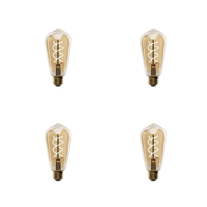 Feit Electric 60-Watt Equivalent ST19 Dimmable Amber Glass Vintage Edison LED Light Bulb with Spiral Filament Warm White (4-Pack)