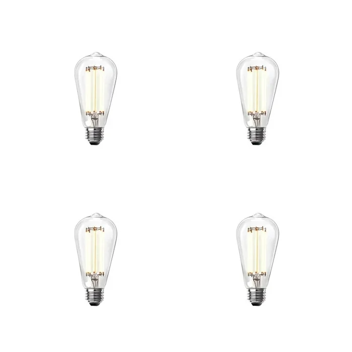 Feit Electric 60-Watt Equivalent ST19 Dimmable LED Clear Glass Vintage Edison Light Bulb With Straight Filament Bright White (4-Pack)