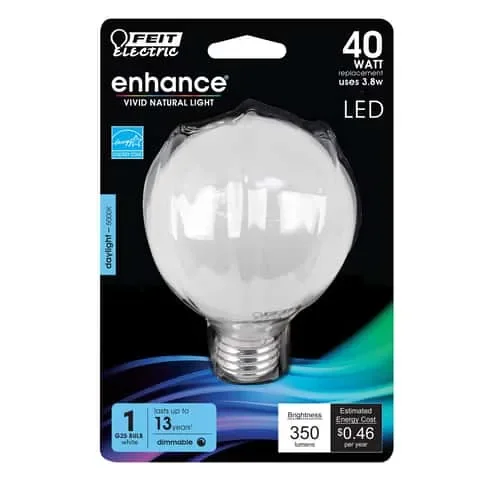 Feit G25 E26 (Medium) Filament LED Bulb Daylight 40 Watt Equivalence 1 pk