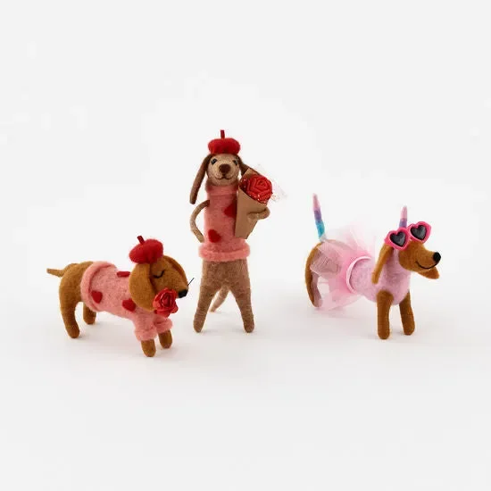 Felt Valentines Dog Figures