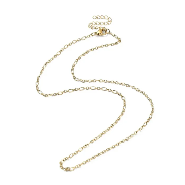 Figaro Chain Necklace – Plated Stainless – 17.7″