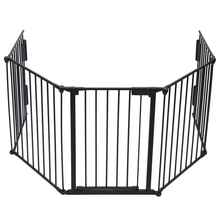 Fireplace Fence Black 5 Piece Set Black Metal