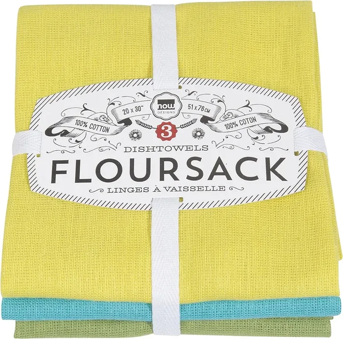 Floursack Kitchen Dish Towels – Chartreuse/Turquoise/Leaf
