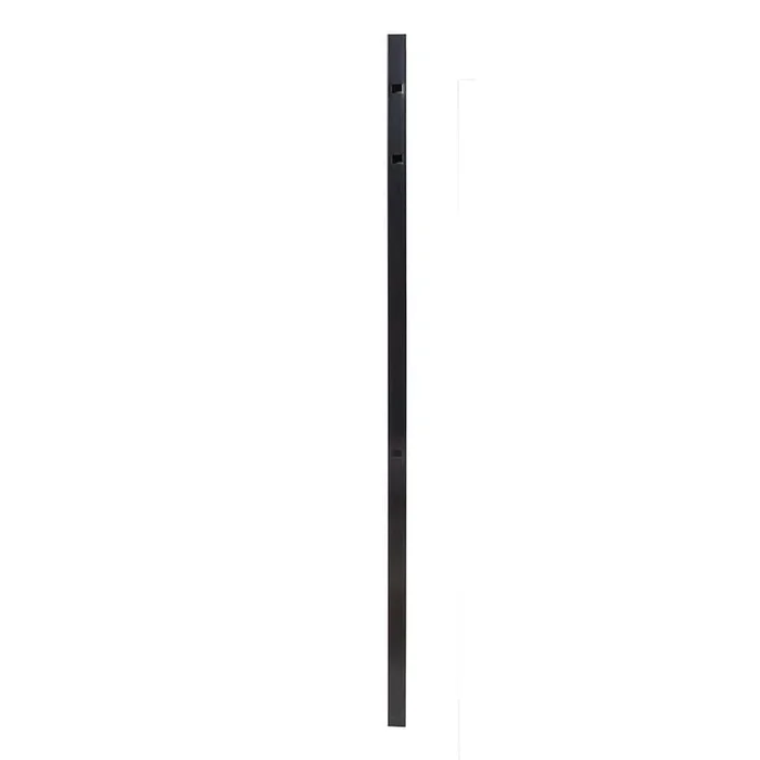 FORTRESS Athens 2 in. x 2 in. x 6 ft. Gloss Black Aluminum Flat Top and Bottom Design Fence Corner Post