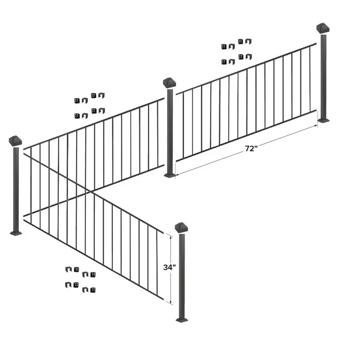 Fortress Building Products 18-ft x 34-in Black Sand Steel Deck Rail Kit