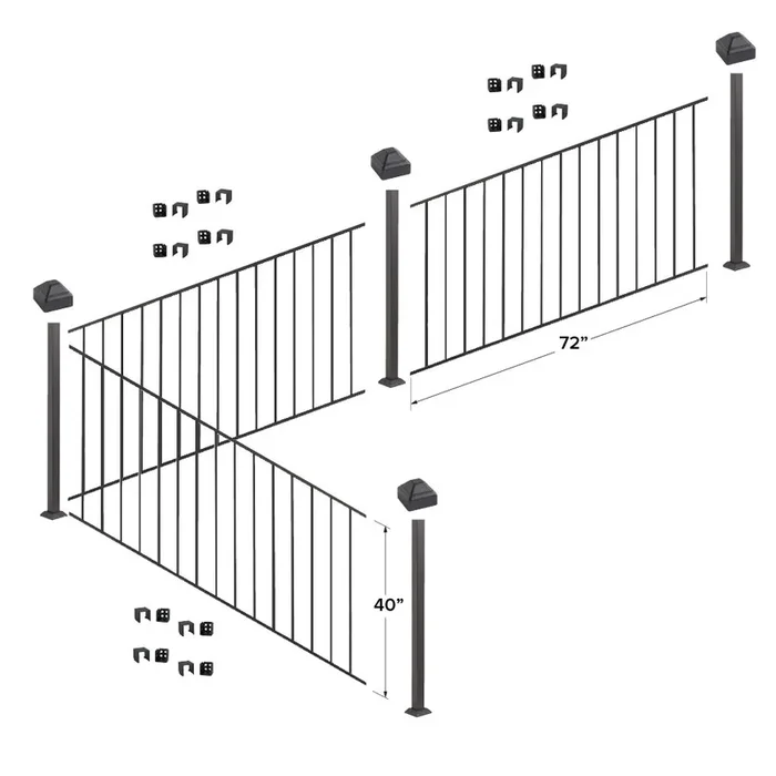 Fortress Building Products 18-ft x 40-in Black Sand Steel Deck Rail Kit