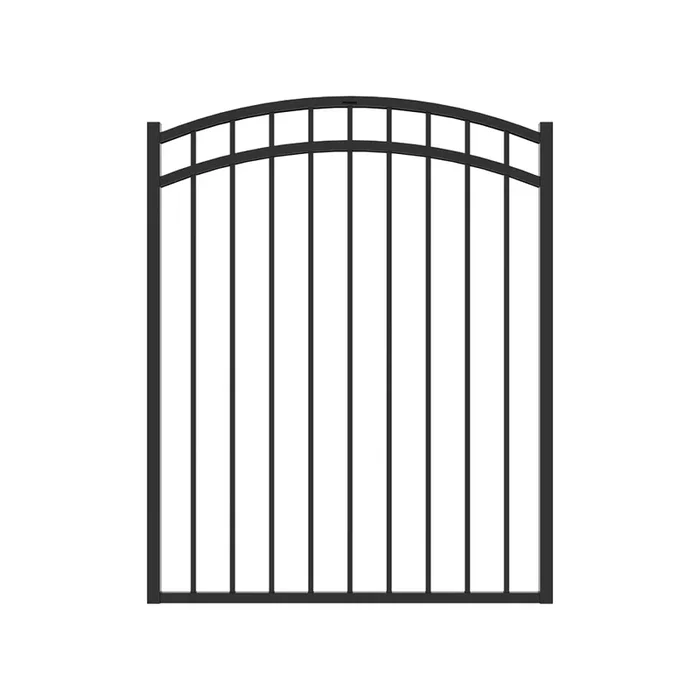 Fortress Building Products 4-1/2-ft H x 4-ft W Gloss Black Galvanized Steel Spaced Picket Flat-top Decorative Standard Fence Gate