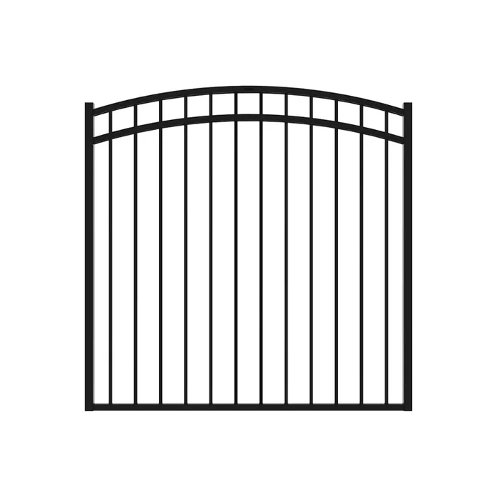 Fortress Building Products 4-1/2-ft H x 5-ft W Gloss Black Galvanized Steel Spaced Picket Flat-top Decorative Standard Fence Gate