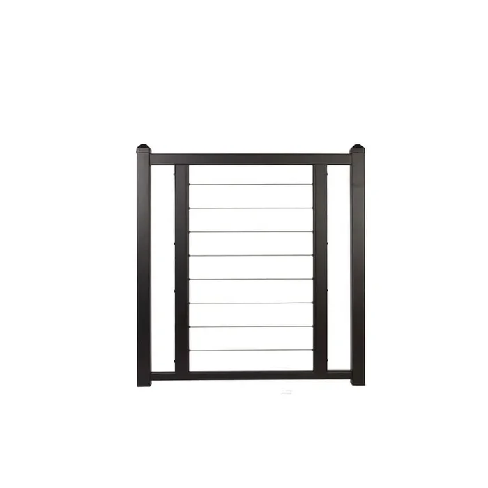 FORTRESS Fe26 Horizontal Cable Rail 34.5-in x 34.5-in Black Sand Railing Gate