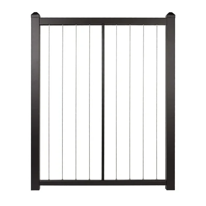 FORTRESS Fe26 Vertical Cable Rail 34.5-in x 34.5-in Black Sand Railing Gate