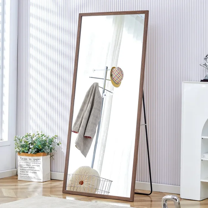 Fourth generation solid wood frame full-length mirror, dressing mirror, bedroom porch, decorative mirror, clothing store, floor standing large mirror, wall mounted. 71 “x 31.5”
