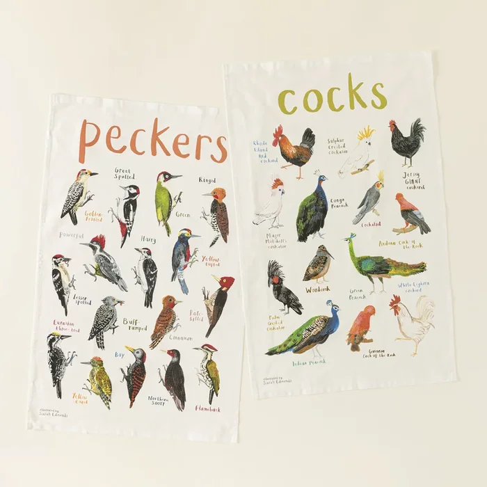 Fowl Language Tea Towel – Peckers & Cocks