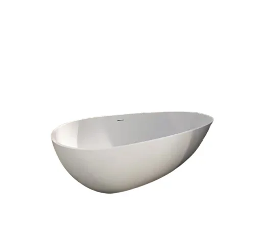 Foyil 59 in. x 31 in. Solid Surface Stone Resin Flatbottom Freestanding Bathtub Soaking Bathtub in Matte White