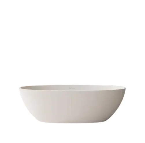 Foyil 71 in. x 35 in. Solid Surface Stone Resin Flatbottom Freestanding Bathtub Soaking Bathtub in Matte White