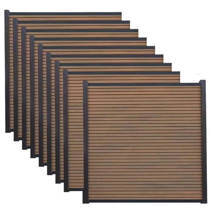 Frame It All 6 ft. x 6 ft. Riviera Composite Fence Panel Teak (10-Pack)