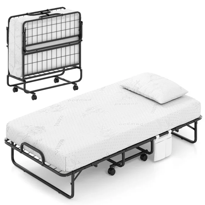 【Free $29 Pillow with Bed Purchase】Twin Size Folding Bed with 5 Inch Mattress