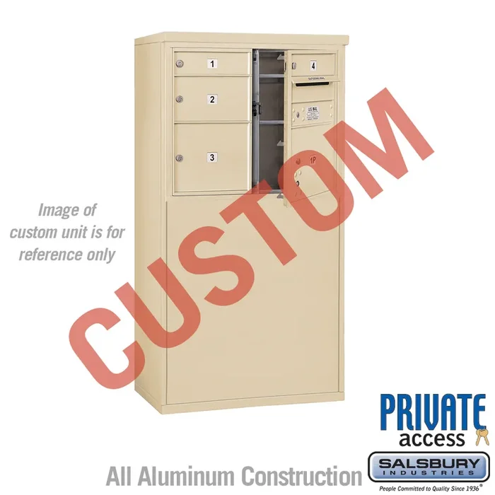 Free-Standing 4C Horizontal Mailbox Unit – Double Column – Sandstone – Front Loading – Private Access