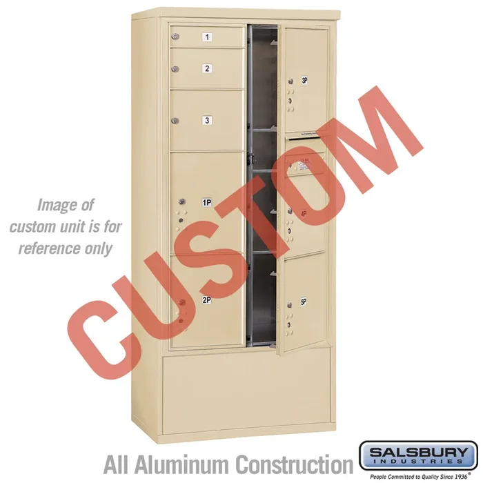 Free-Standing 4C Horizontal Mailbox Unit – Maximum Height – Double Column – Sandstone – Front Loading – USPS Access