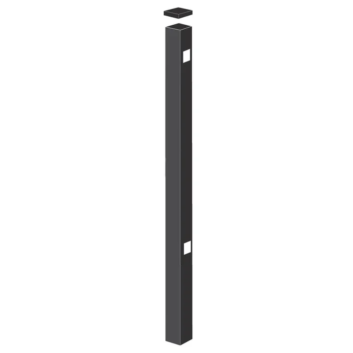Freedom Easton 6-ft H x 2-1/2-in W Black Aluminum Spaced Picket Flat-top Decorative Gate Fence Post