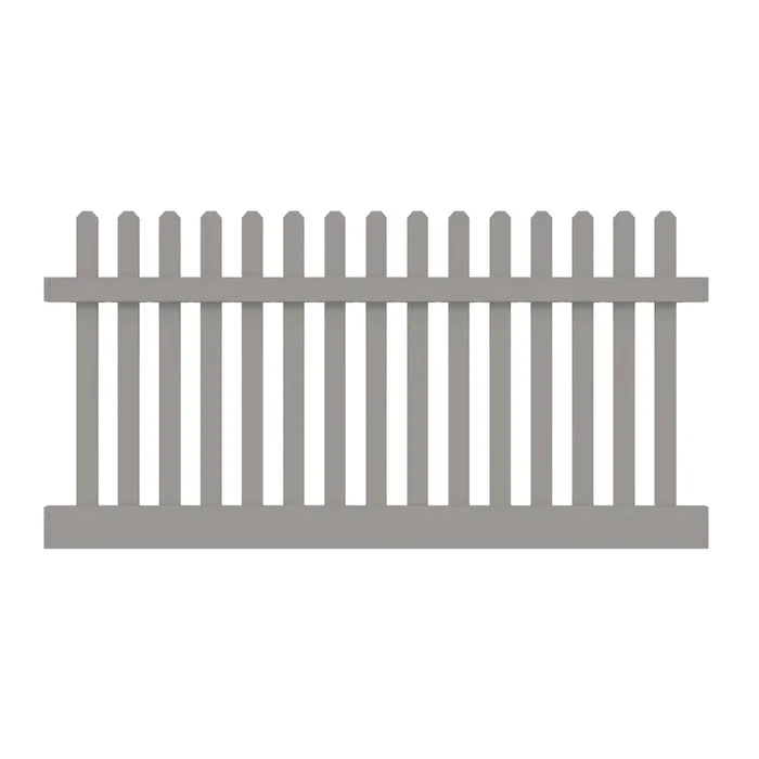 Freedom Lennox 4-ft H x 8-ft W Gray Vinyl Picket Fence Panel (Unassembled)