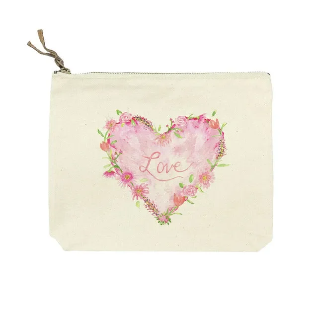 French Graffiti – Canvas Cosmetic Bag – Love Heart
