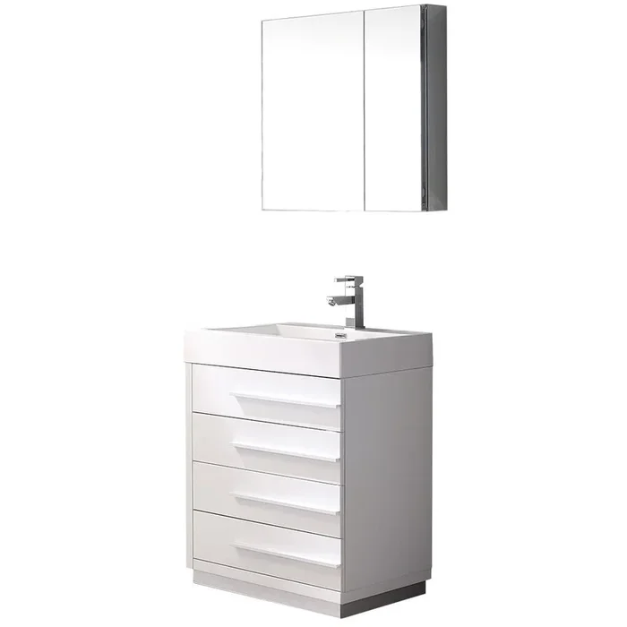 Fresca Livello 24″ White Modern Bathroom Vanity w/ Medicine Cabinet
