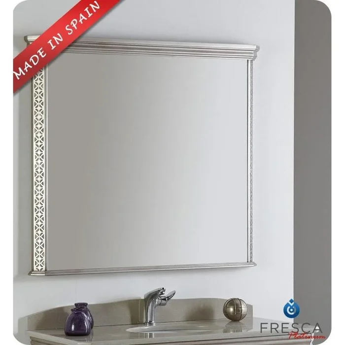 Fresca Platinum London 40″ Antique Silver Bathroom Mirror Rectangular Bath Decor