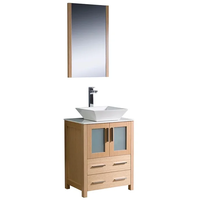 Fresca Torino 24″ Light Oak Modern Bathroom Vanity w/ Vessel Sink