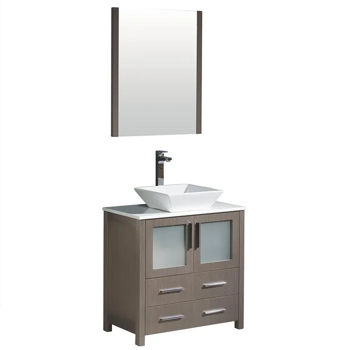 Fresca Torino 30″ Gray Oak Modern Bathroom Vanity w/ Vessel Sink