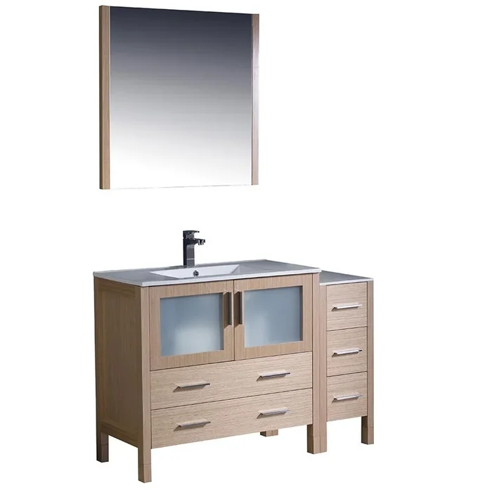 Fresca Torino 48″ Light Oak Modern Vanity w/ Side Cabinet & Integrated Sink