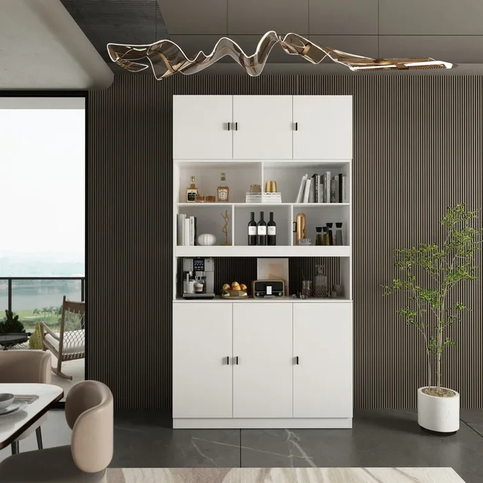 FUFU&GAGA 47.2-in W x 87.8-in H Mdf White Freestanding Utility Storage Cabinet
