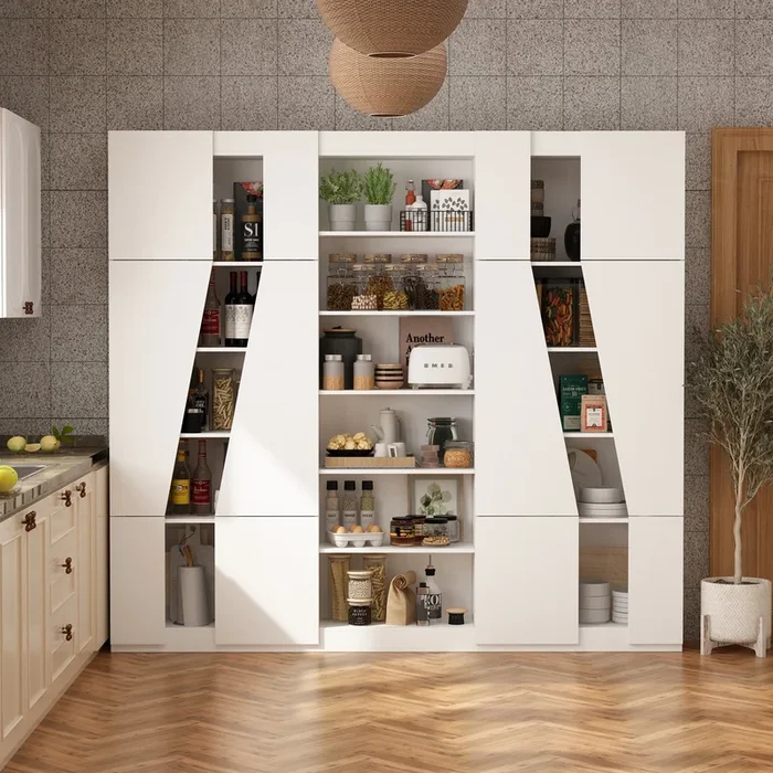 FUFU&GAGA Contemporary/Modern White Curio Cabinet with Wine Storage