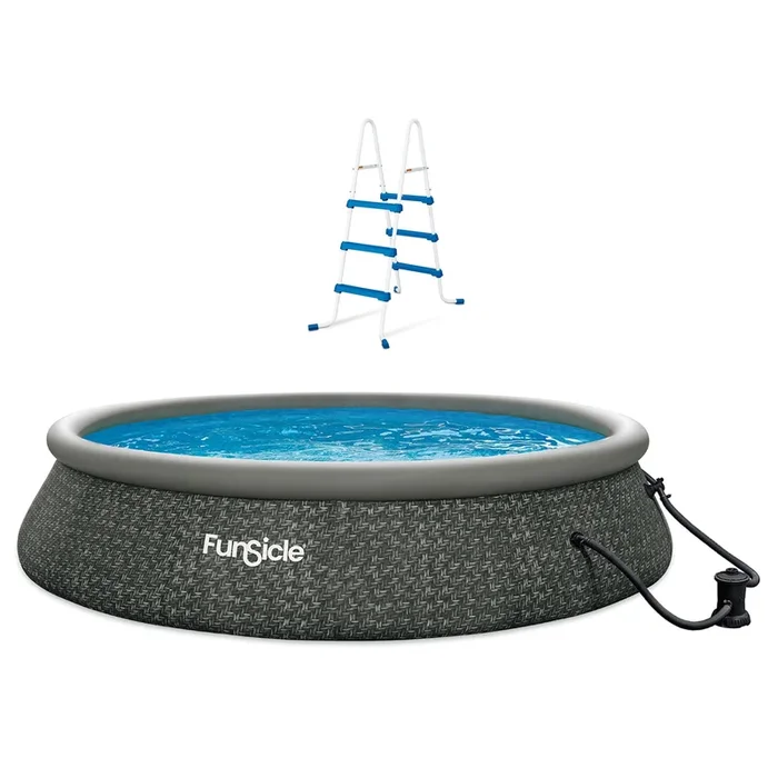 Funsicle 36” SureStep 3 Stair Pool Ladder with 15′ x 36″ QuickSet Ring Top Pool