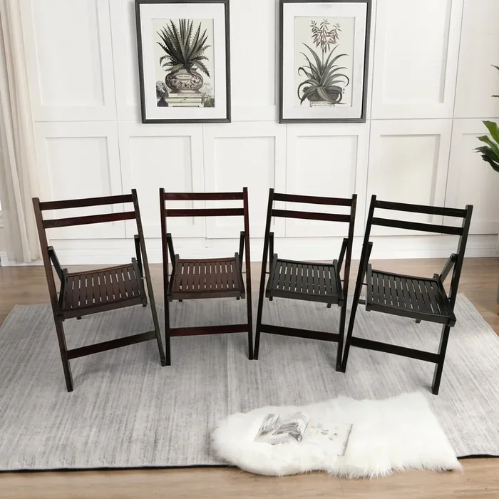 Furniture Slatted Wood Folding Special Event Chair – Cherry, Set of 4, FOLDING CHAIR, FOLDABLE STYLE