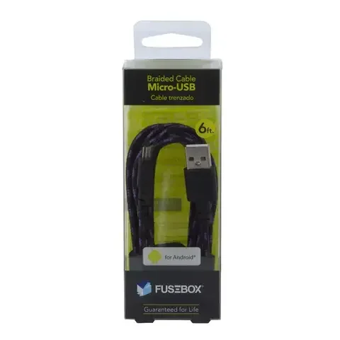 Fusebox Assorted Braided USB Cable For Android 6 ft. L