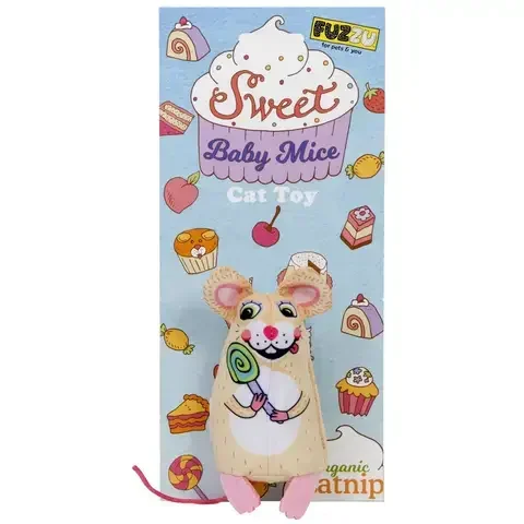 Fuzzu Sweet Baby Mice Multicolored Lolli Mouse Catnip Toy One Size 1 pk