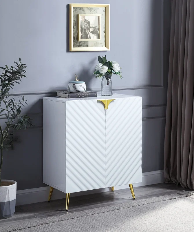 Gaines Console Table, White High Gloss Finish