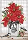 Garden Flag Christmas Poinsettia Jar 12.5×18
