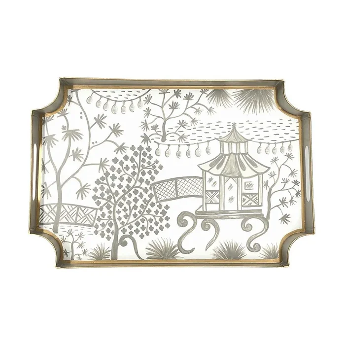 Garden Party Jaye Tray – White and Taupe