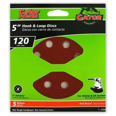 Gator 5 in. Aluminum Oxide Hook and Loop Sanding Disc 120 Grit Fine 5 pk