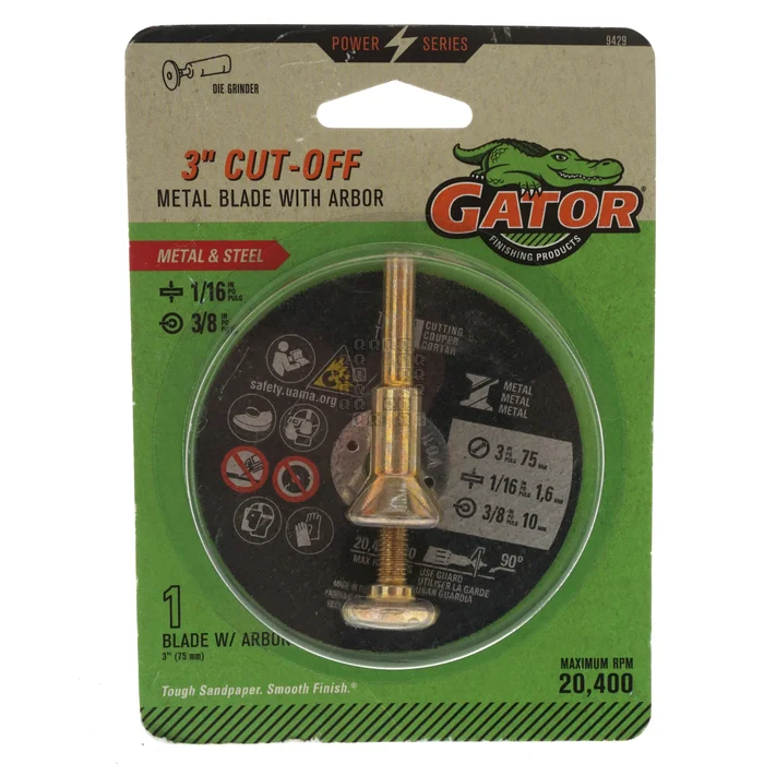 Gator 9429 3″ Cut-Off Metal Blade with Arbor, 1/16″ Thickness, 3/8″ Arbor