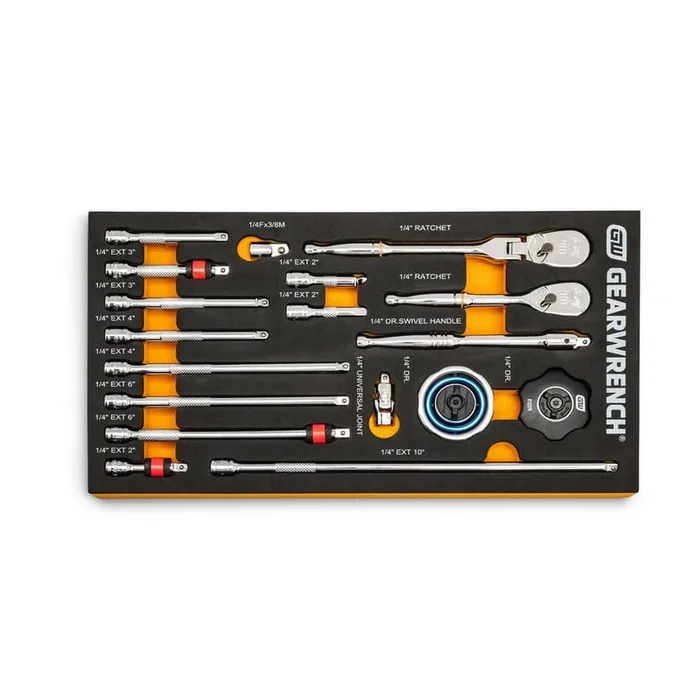 GEARWRENCH 1/4 in. 90T Ratchet and Drive Tool Set with EVA Foam Tray (18-Piece)