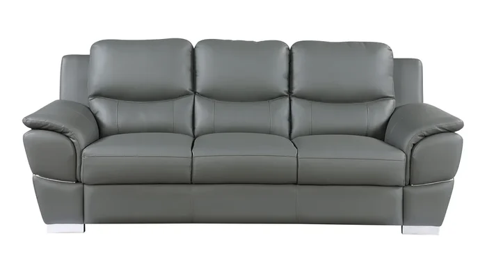 Genuine Leather Sofa Gray Foam Leather