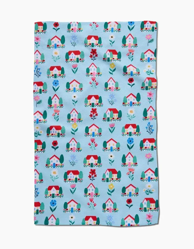 Geometry – Spring Houses Tea Towel
