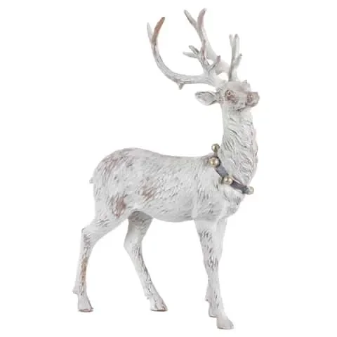 Gerson White Standing Holiday Deer Figurine 12 in.